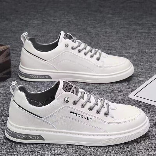 Damen lässige Leder Sneakers mit atmungsaktivem Innenfutter EB