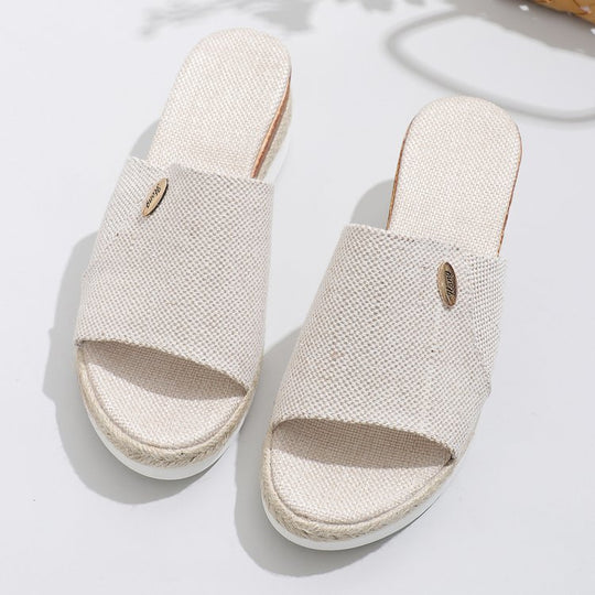 Damen Wedge-Pantoletten mit elastischem Riemendesign und rutschfester Sohle EB