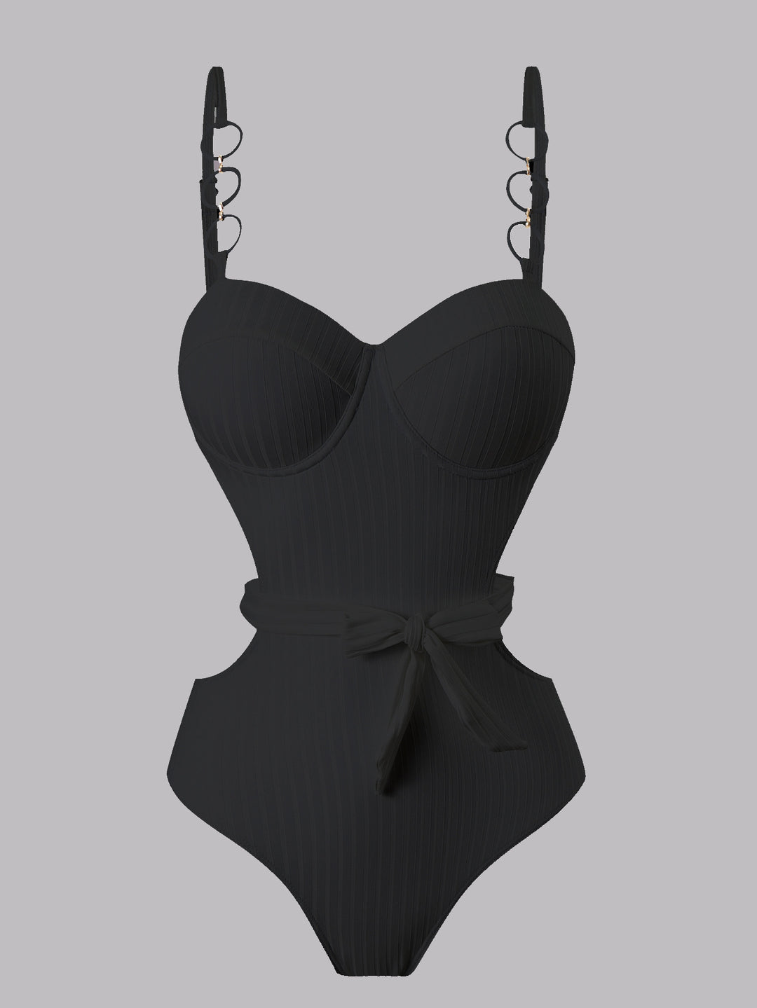 Damen Einteiler Badeanzug mit modischem Cut-Out Design und verstellbaren Trägern EB