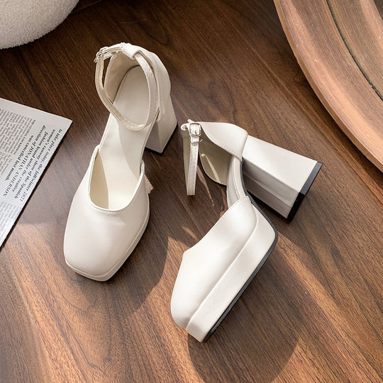 Damen Elegante Plateau-Pumps mit verstellbarem Riemchen EB