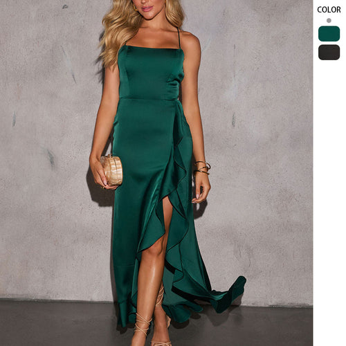 Damen Elegantes Maxikleid mit raffiniertem Rüschendesign und schlankem Schnitt EB