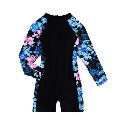 Damen Langarm Badeanzug mit floralem Design EB