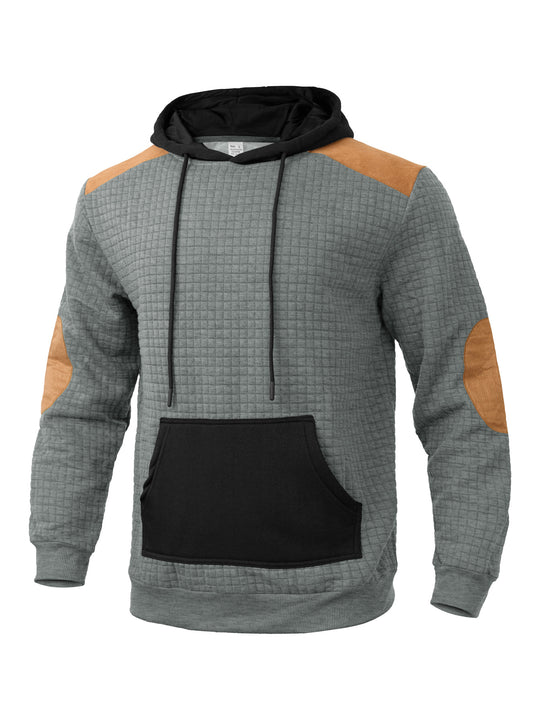 Herren modischer Kapuzenpullover mit strukturiertem Design und Kunstlederakzenten EB