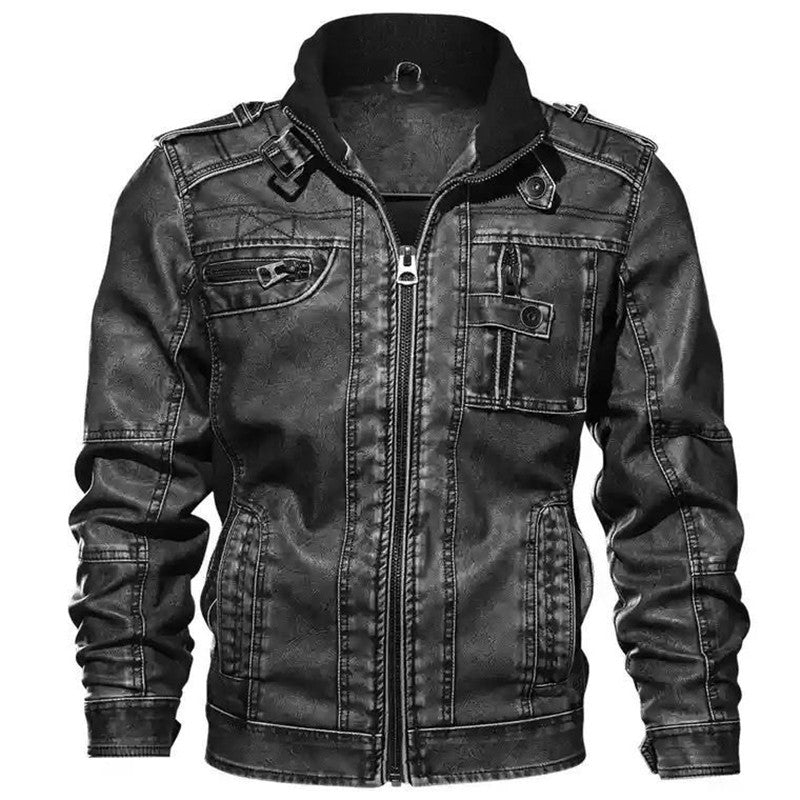 Herren robuste Kunstlederjacke im Military-Stil EB