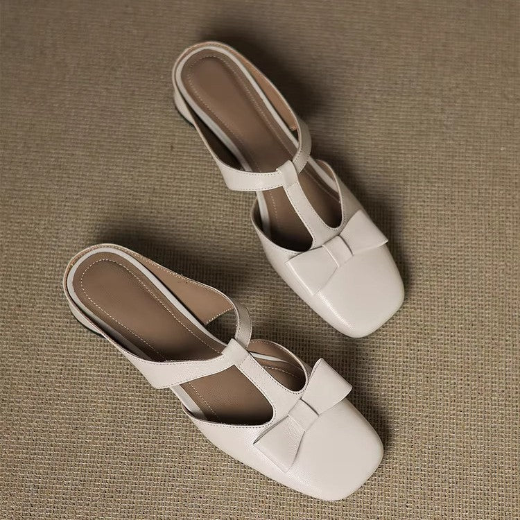 Damen Slingback-Pantoletten mit elegantem Schleifen-Design EB
