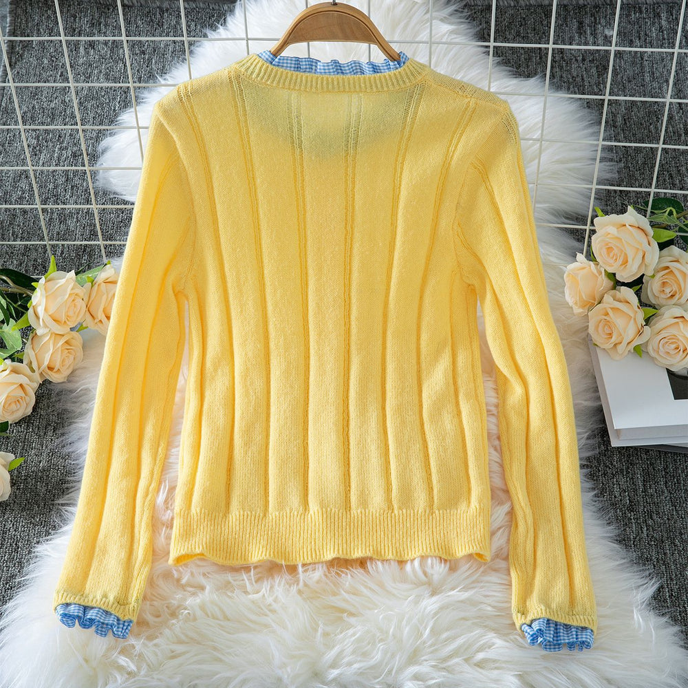 Damen Leichte Strickjacke mit hübschen Rüschendetails EB
