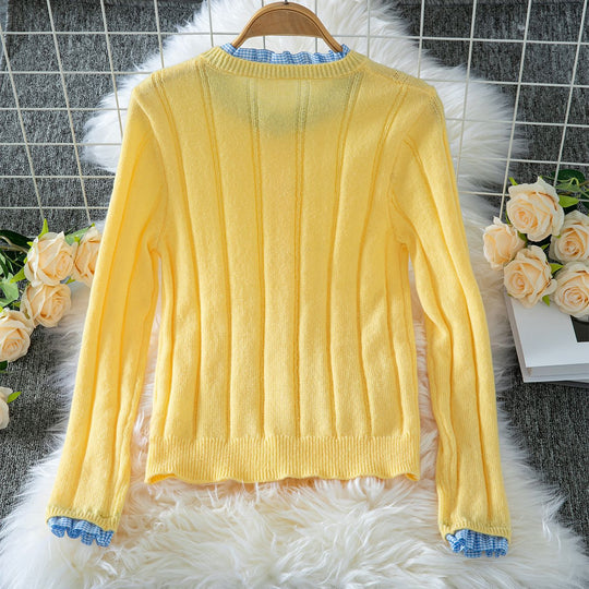 Damen Leichte Strickjacke mit hübschen Rüschendetails EB