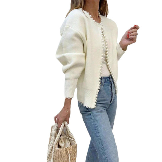 Damen Strickjacke mit Perlenbesatz EB