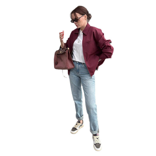 Damen modische Oversized-Jacke mit praktischem Reißverschluss EB
