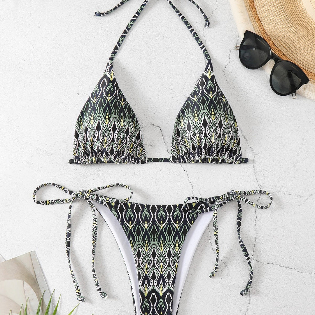 Damen Triangel-Bikini mit verspieltem Schlangenmuster EB