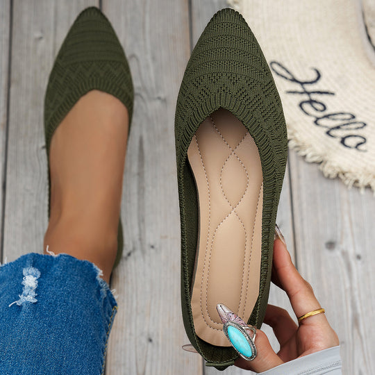 Damen Elegante Ballerinas mit atmungsaktivem Strickdesign EB