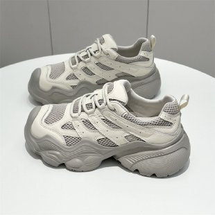 Damen Sportliche Chunky Sneakers mit strapazierfähiger Oberflächenstruktur EB