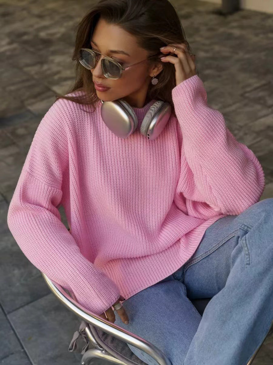 Damen Oversized Strickpullover mit weitem Schnitt und Struktur EB