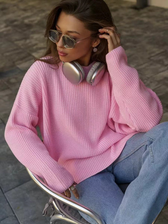 Damen Oversized Strickpullover mit weitem Schnitt und Struktur EB