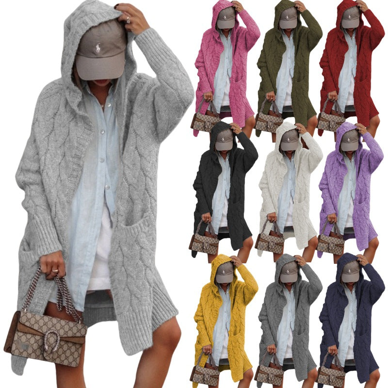 Damen Strickmantel mit Kunststrickmuster und tiefem V-Ausschnitt EB