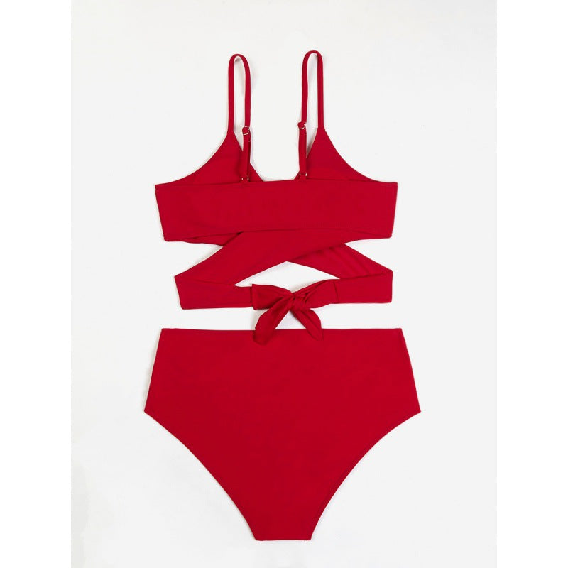 Damen Bikini mit innovativem Wickeldetail und hoher Taille EB