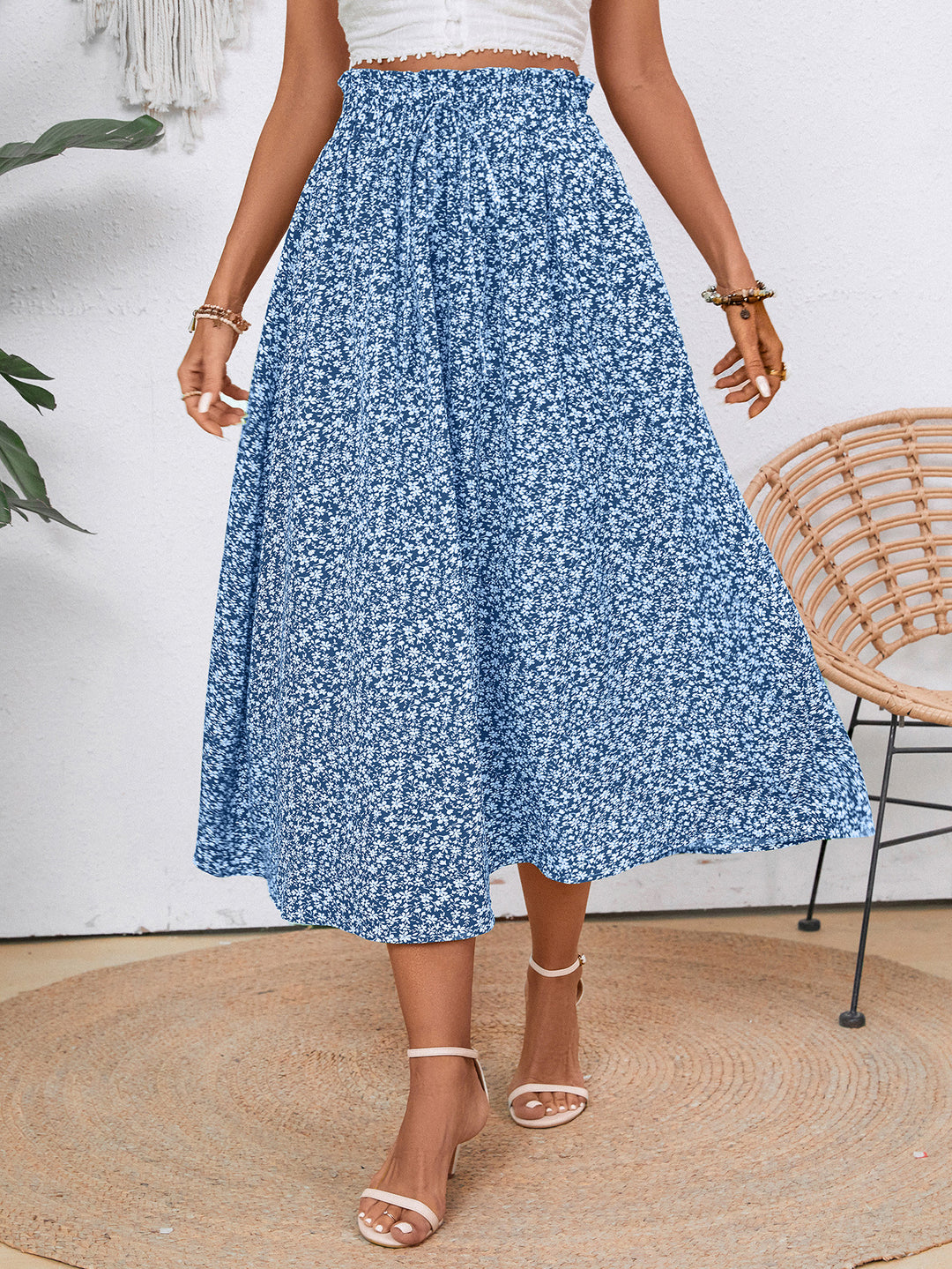 Damen Midi-Rock mit floralen Print EB