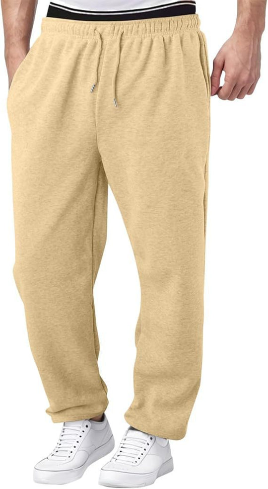 Herren nan Relaxed-Fit Sweatpants mit geradem Bein Fleece-Innenfutter und elastischem Kordelbund EB