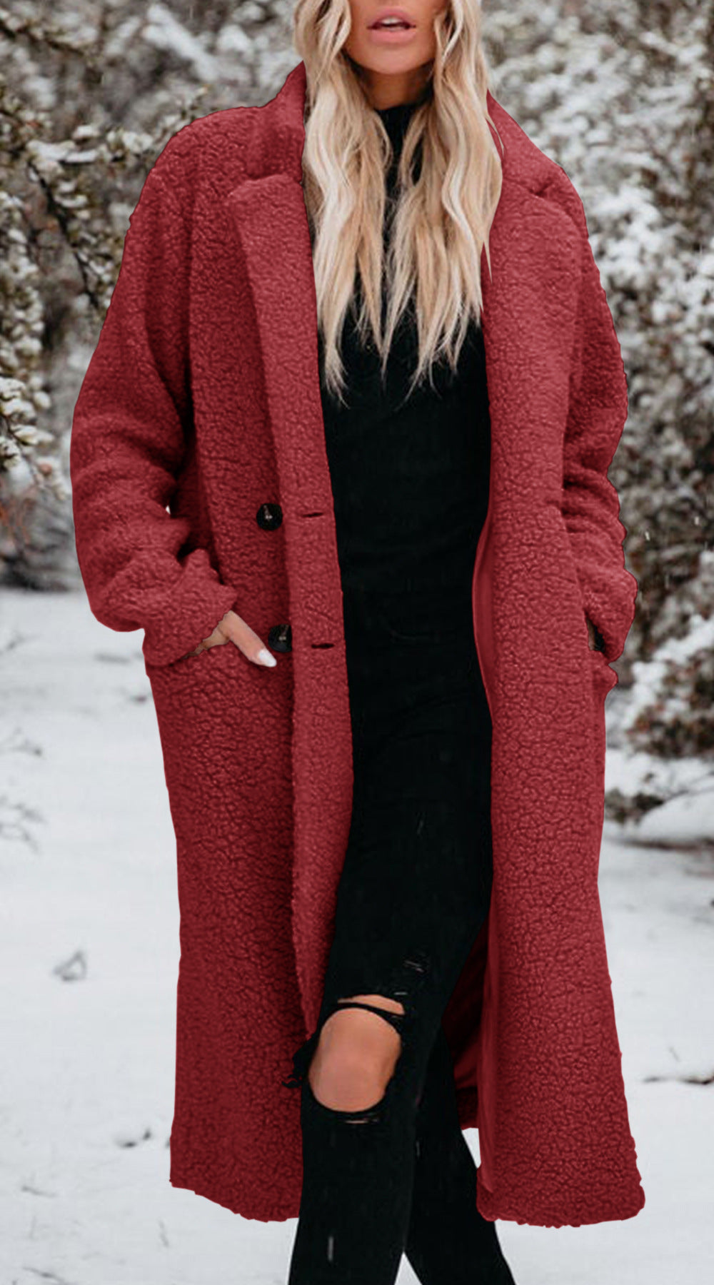 Damen Lange Teddyjacke mit bequemem Schnitt EB