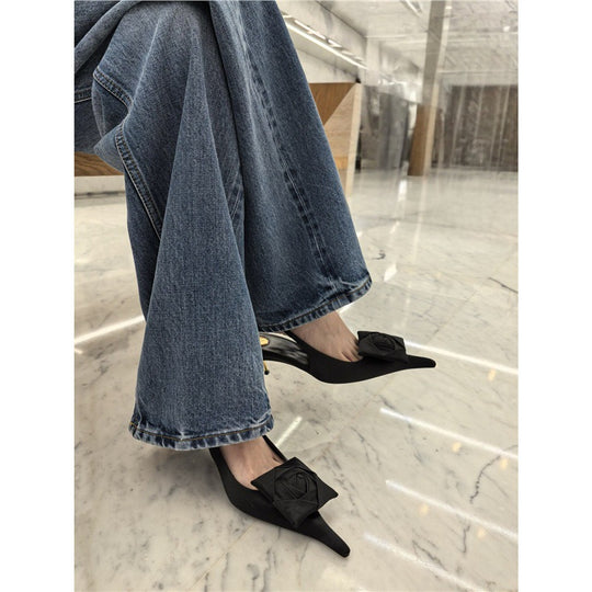 Damen Slingback Pumps mit eleganter Satinverzierung EB