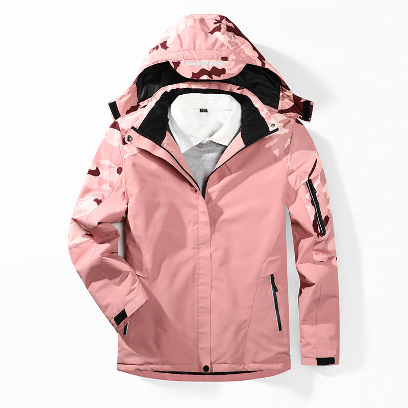 Herren Camouflage Regenjacke mit Kapuze und verstärkten Reißverschlusstaschen EB