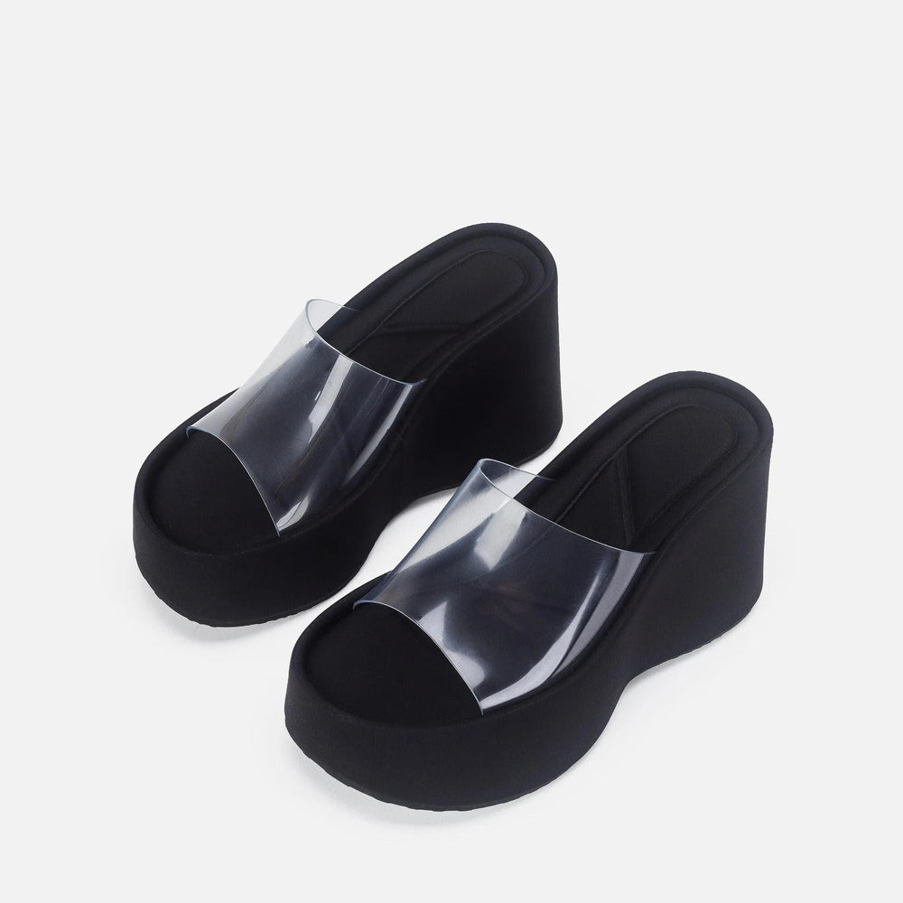 EB | Translucent platform sandals with ankle strap