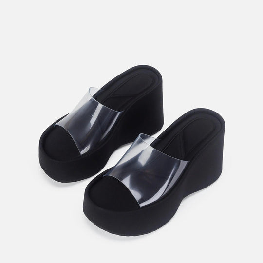 EB | Translucent platform sandals with ankle strap