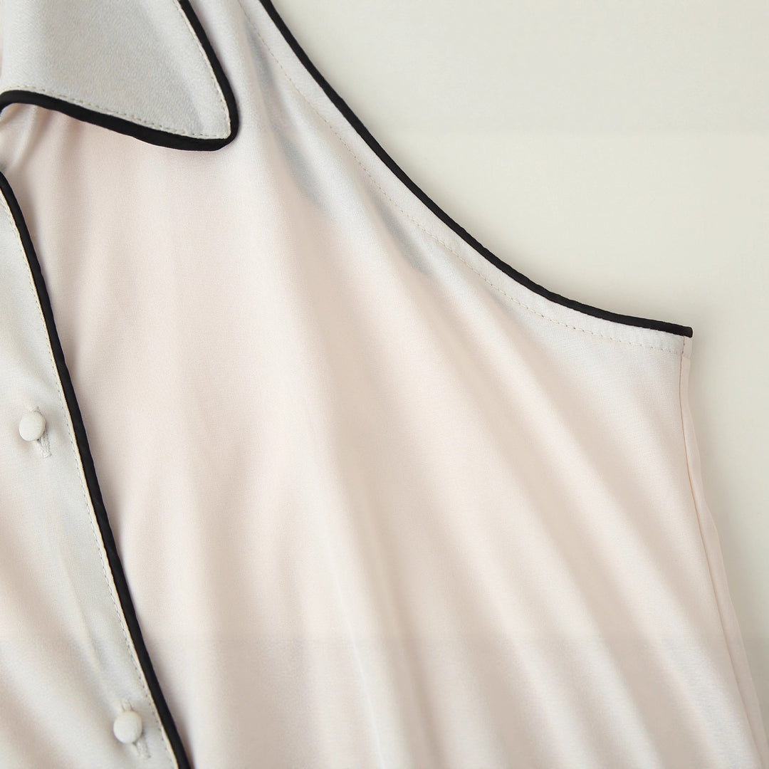 Damen Maxikleid mit elegantem Kragen und feinem Knopfdesign EB