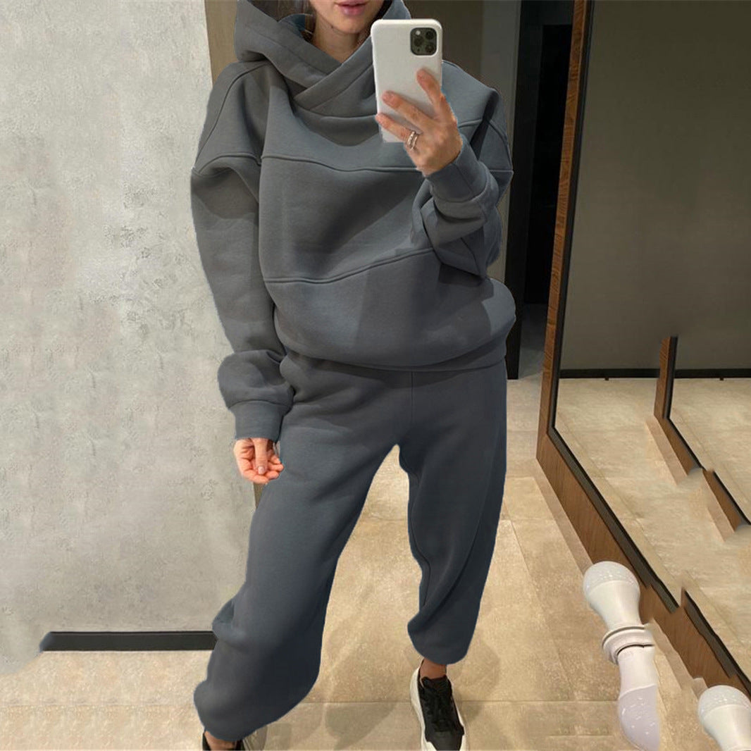 Damen Oversized Loungewear-Set aus schwerem French-Terry mit strukturierter Kapuze und Relax-Jogginghose EB