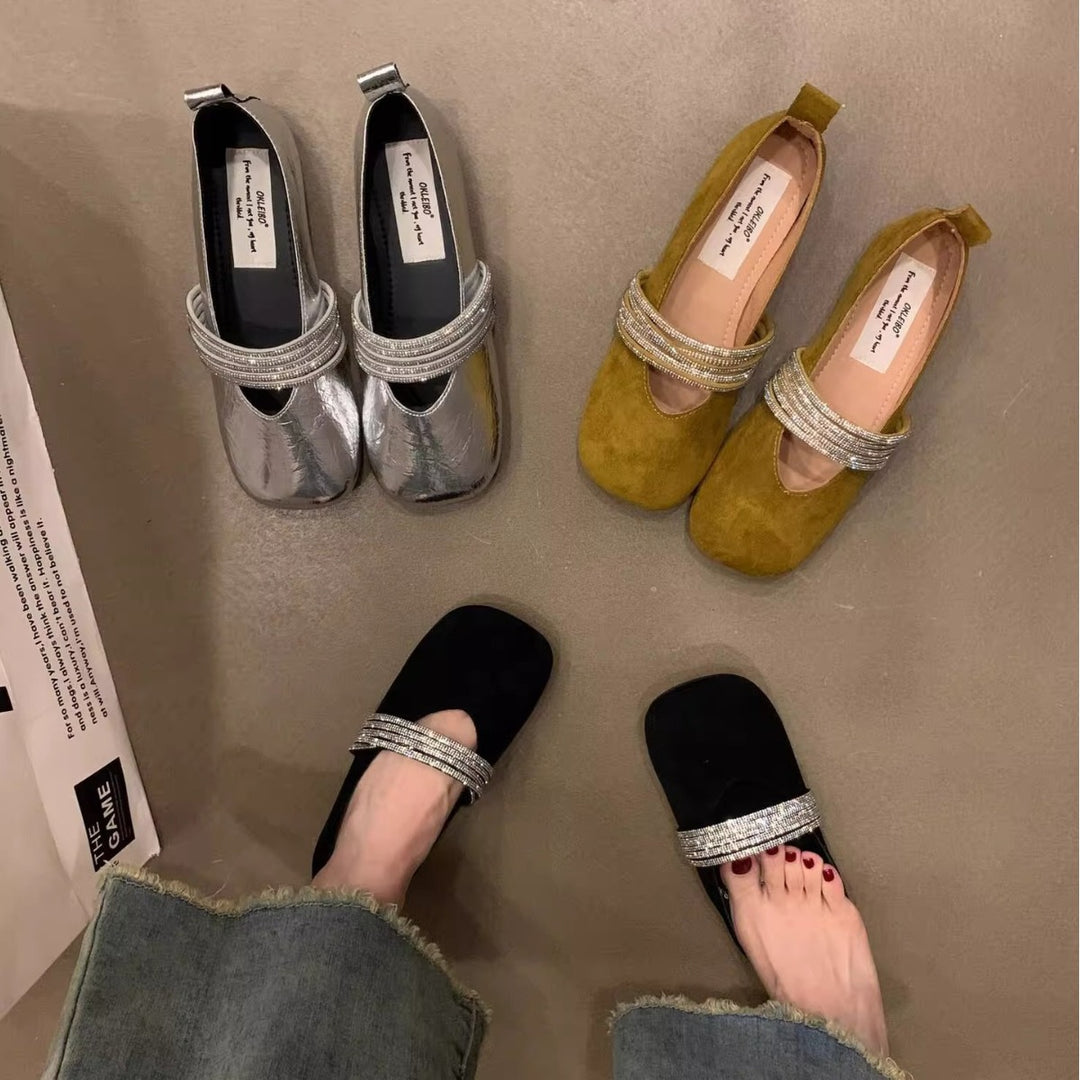 Damen elegante Ballerinas mit modischem Applikationsdetail EB