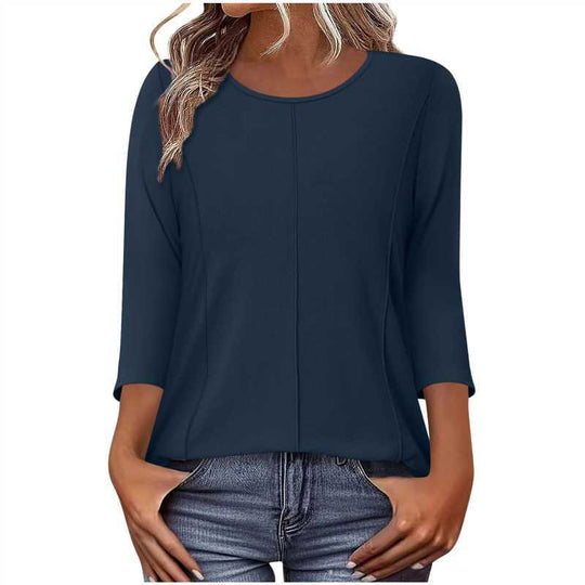 Damen nan lässiges Shirt mit dreiviertelärmeln und dekorativer Mittelnaht EB