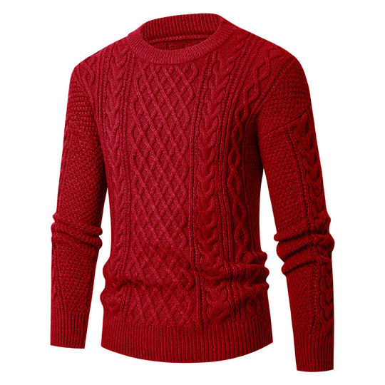 Herren Grobstrickpullover mit modischem Zopfmuster EB