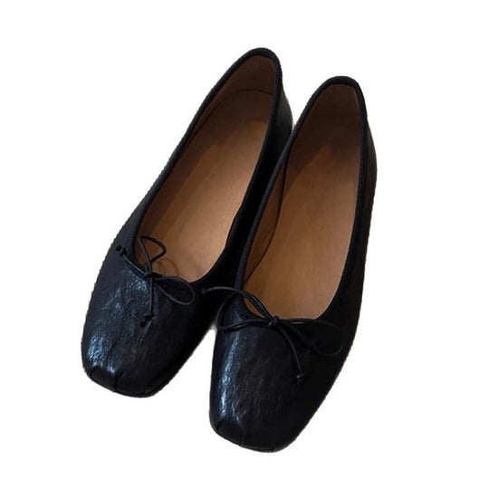 Damen Ballerinas mit eleganter Schleifenverzierung und weichem Leder EB