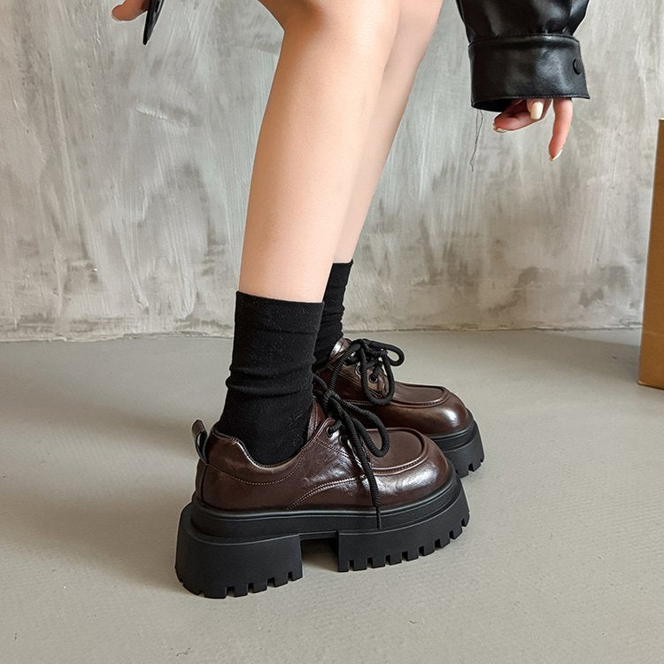 Damen Chunky Schnürschuhe mit dicker Sohle EB