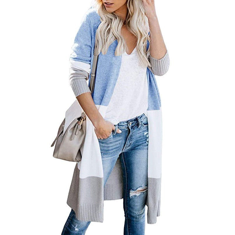 Damen Langer Strickcardigan mit grafischem Muster EB