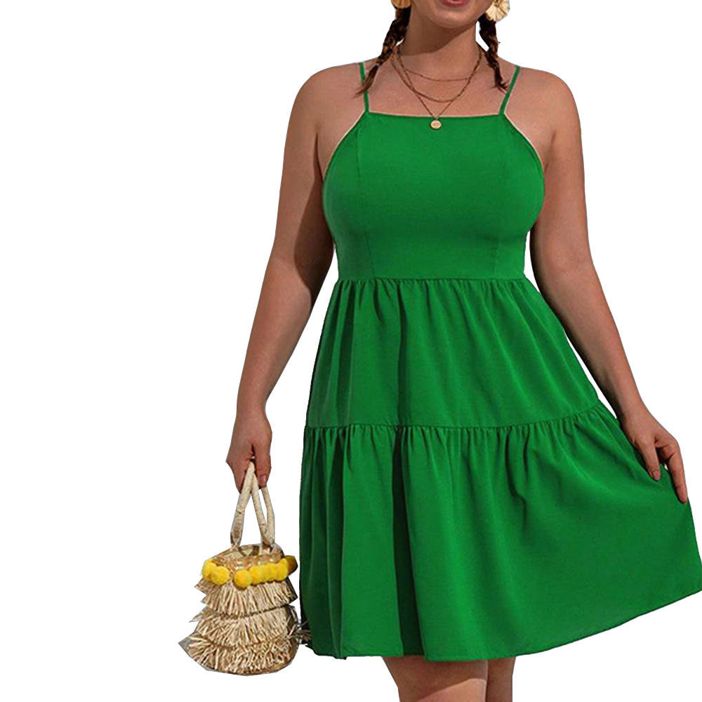 Damen Freizeitkleid mit verführerischem Volant und verstellbaren Spagettiträgern EB