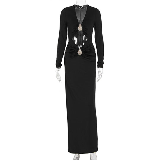 Damen Glamouröses Abendkleid mit raffinierten Cut-Outs und funkelnden Details EB