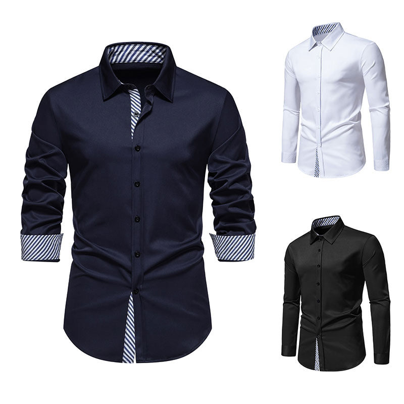 Herren Langarmhemd mit modernem Kontrastdesign EB
