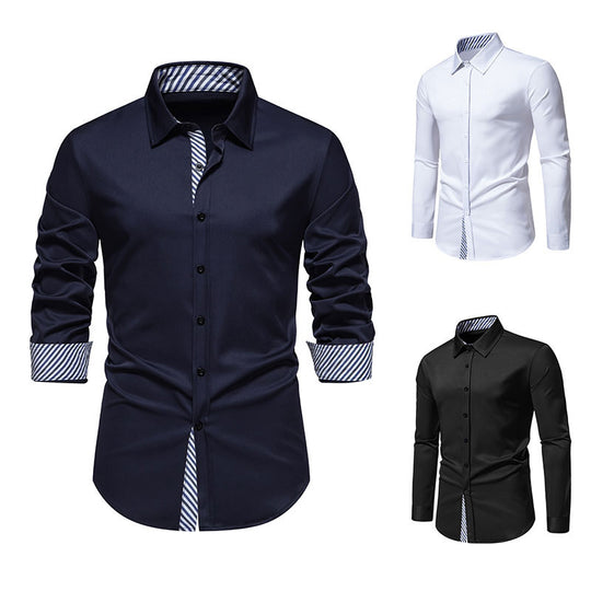 Herren Langarmhemd mit modernem Kontrastdesign EB