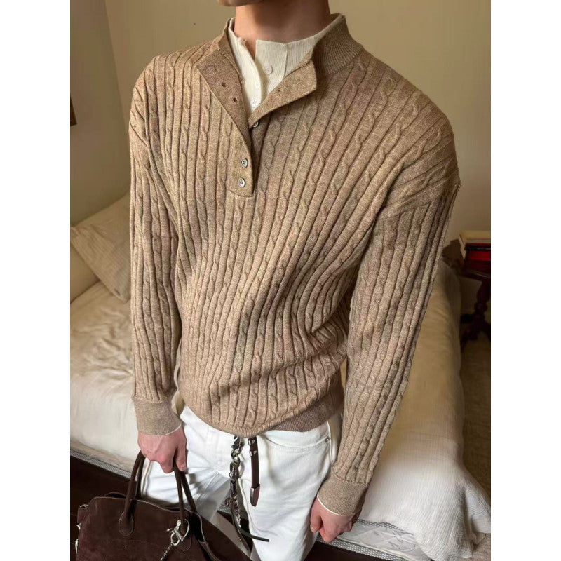 Herren Feinstrickpullover mit dekorativen Knopfdetails EB