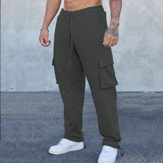 Herren entspannte Cargo-Hose mit praktischem Taschen-Design und elastischem Bund EB