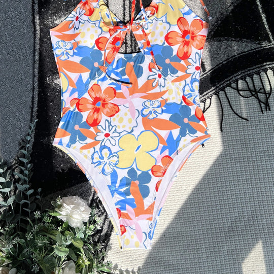 Damen Floral Design Einteiler Badeanzug EB