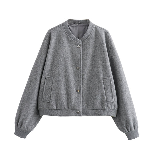Damen lässige Oversize-Jacke mit Knopfverschluss EB