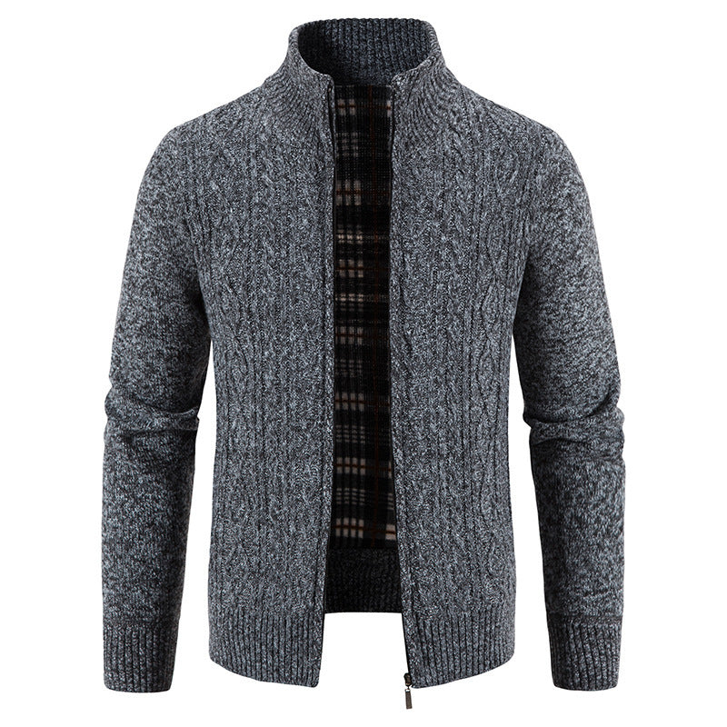 Herren Strickjacke mit hochschließendem Kragen und strukturiertem Design EB