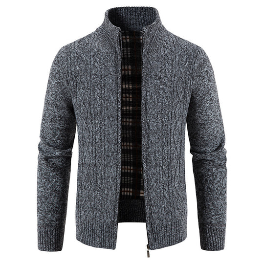 Herren Strickjacke mit hochschließendem Kragen und strukturiertem Design EB