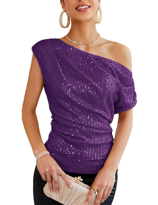 Damen schulterfreies Glamour-Shirt EB