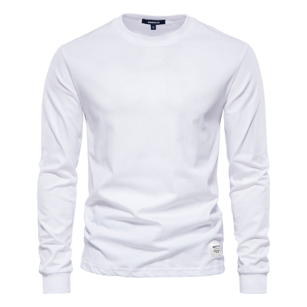 Herren nan klassisches langärmliges Baumwollshirt mit Rundhalsausschnitt und elastischen Bündchen EB