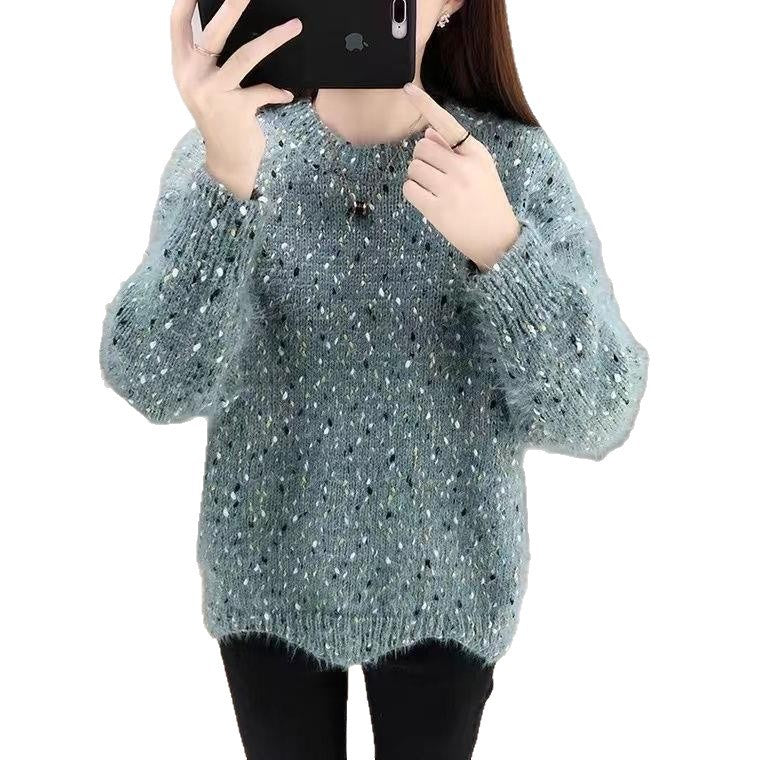 Damen Flauschiger Pulli mit einzigartigem Strukturdesign und funkelnden Akzenten EB