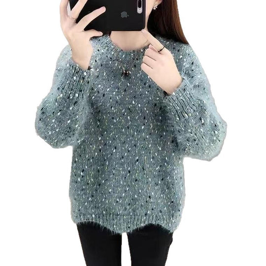 Damen Flauschiger Pulli mit einzigartigem Strukturdesign und funkelnden Akzenten EB