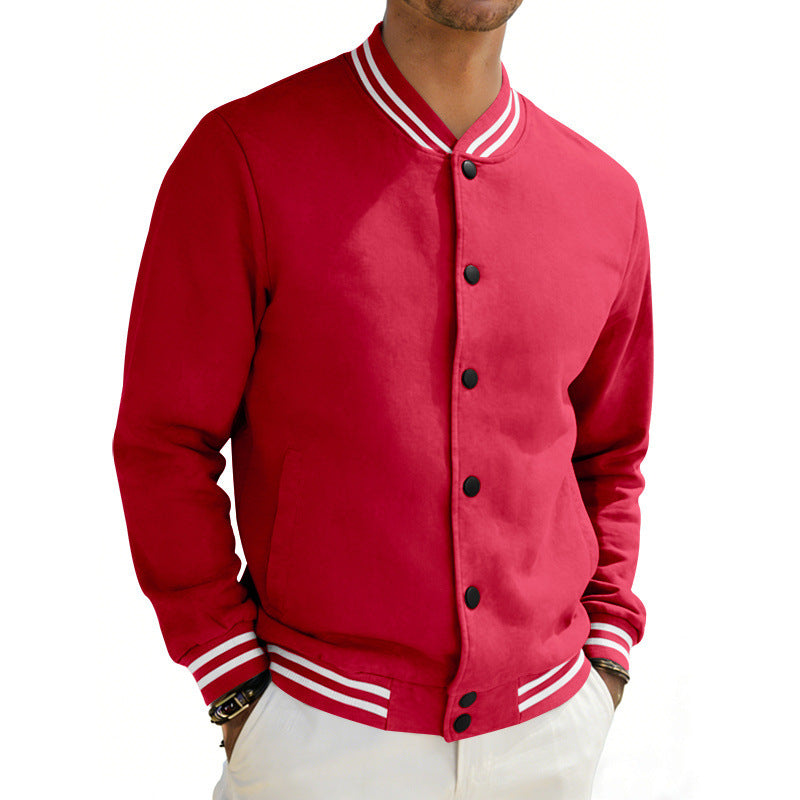 Herren Varsity-Bomberjacke aus Sweat mit gestreiftem Rippkragen EB